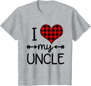 I Love My Uncle Heart Plaid for Babies and Toddlers