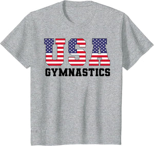 Gymnast Gymnastics USA American Flag 4th of July Girls Boys