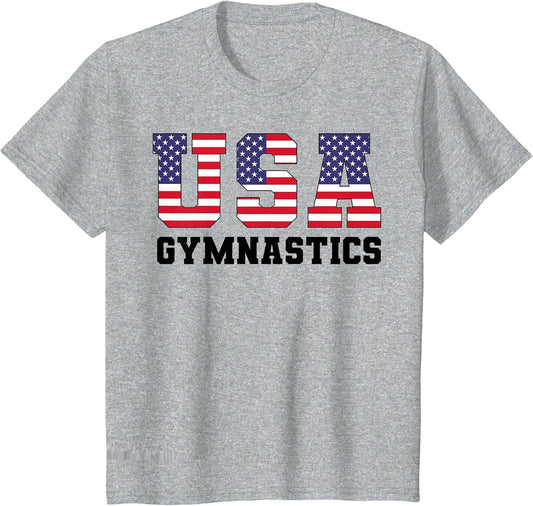 Gymnast Gymnastics USA American Flag 4th of July Girls Boys