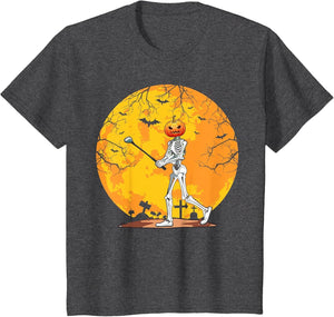 Pumpkin Skeleton Golf Halloween Golfing Golfer