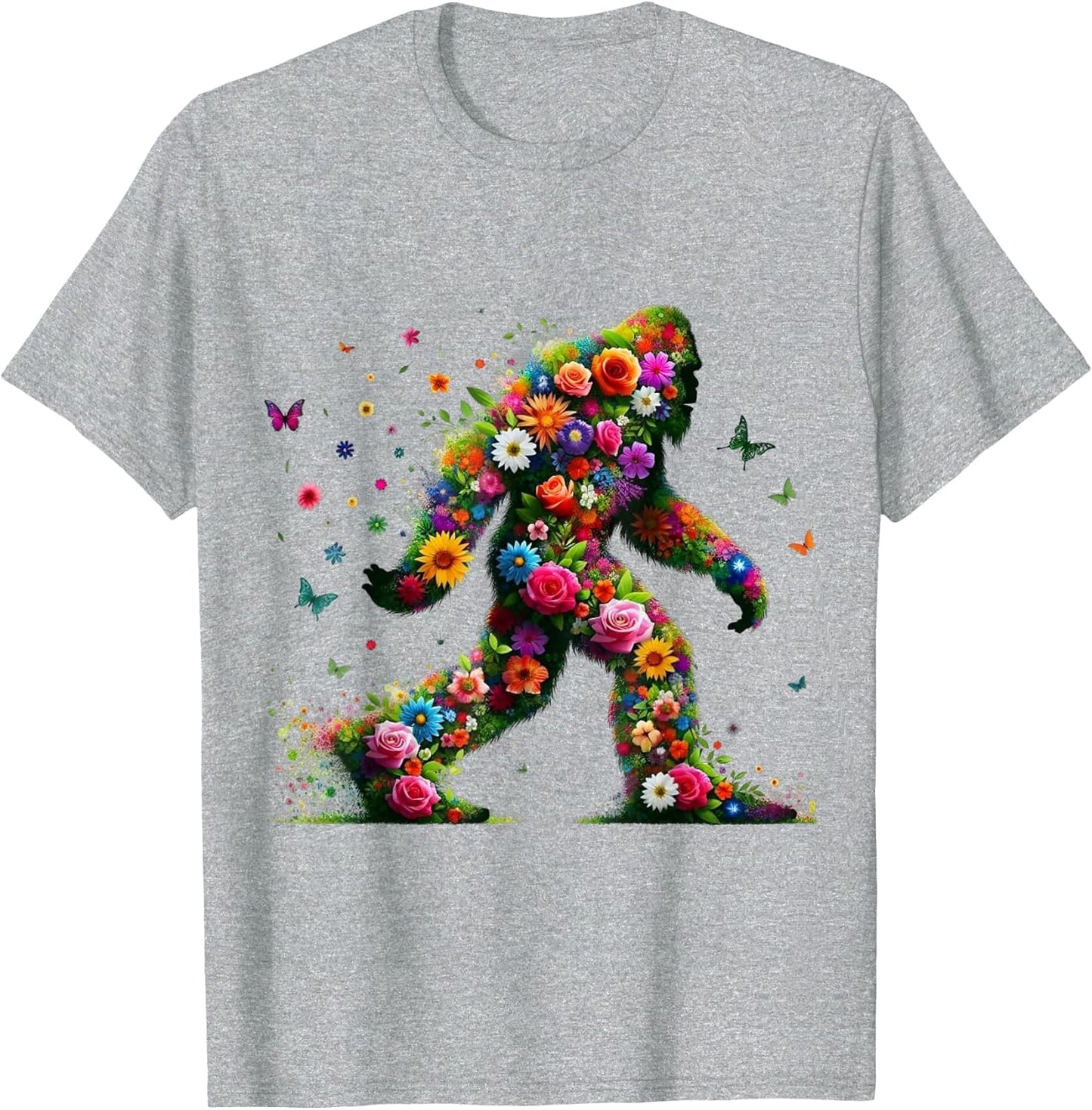 Floral Bigfoot Colorful Flower Power Hippie Sasquatch Art