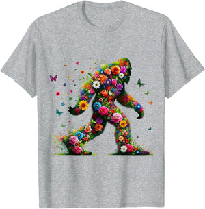 Floral Bigfoot Colorful Flower Power Hippie Sasquatch Art
