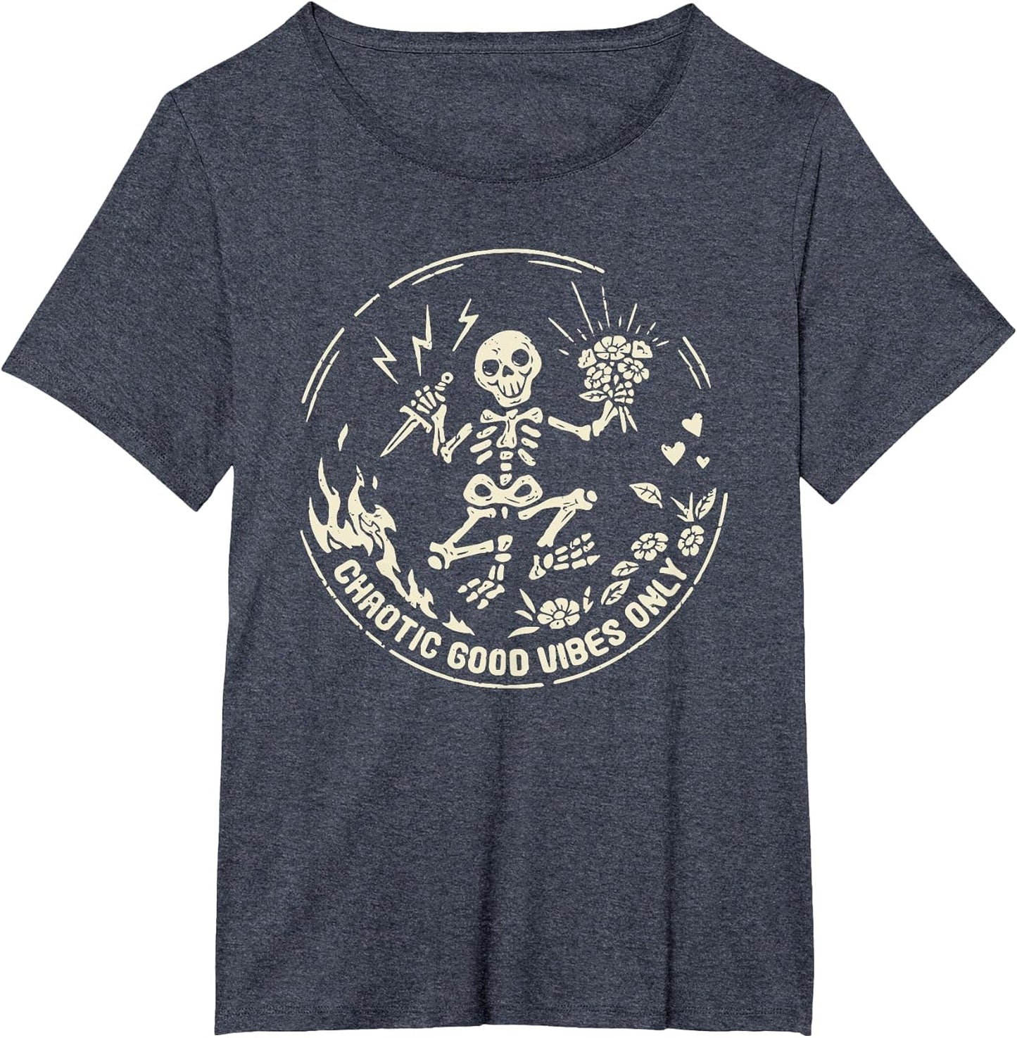 Retro Chaotic Good Vibes only Skeleton Funny,Skeleton