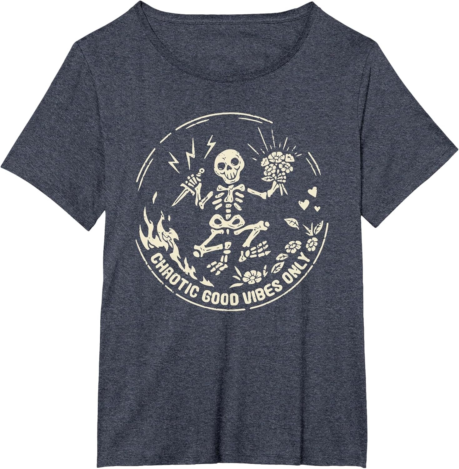 Retro Chaotic Good Vibes only Skeleton Funny,Skeleton