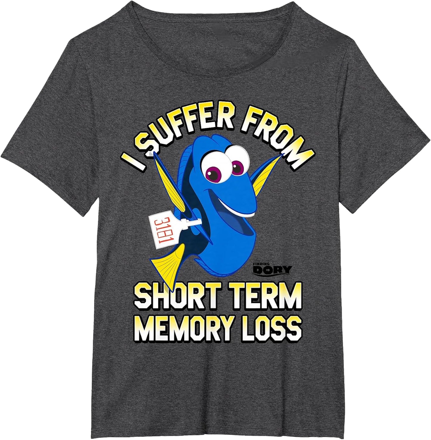 Disney Pixar Finding Dory I Suffer from Memory Loss Logo , Women's Plus, Dark Heather Grey, 2X