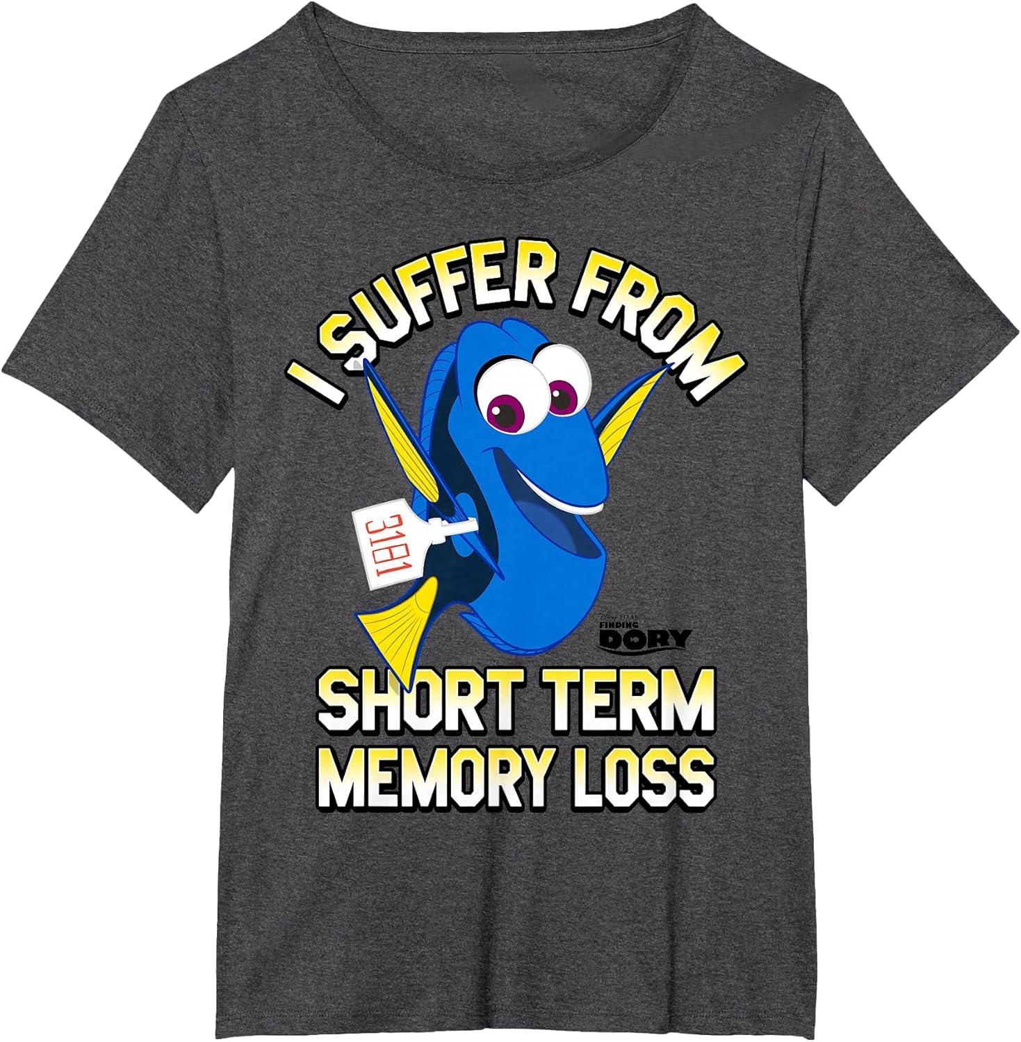 Disney Pixar Finding Dory I Suffer from Memory Loss Logo , Women's Plus, Dark Heather Grey, 2X