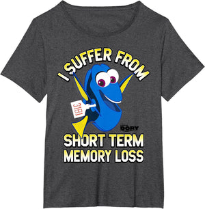 Disney Pixar Finding Dory I Suffer from Memory Loss Logo , Women's Plus, Dark Heather Grey, 2X