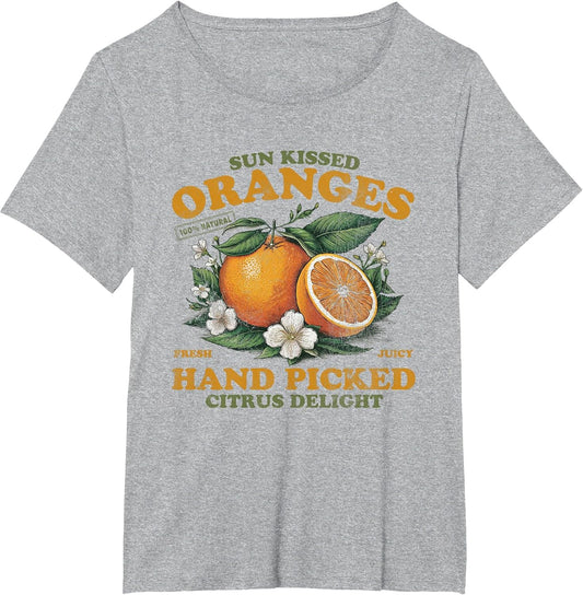 Oranges Hand Picked Vintage Fruit Retro Peach Graphic