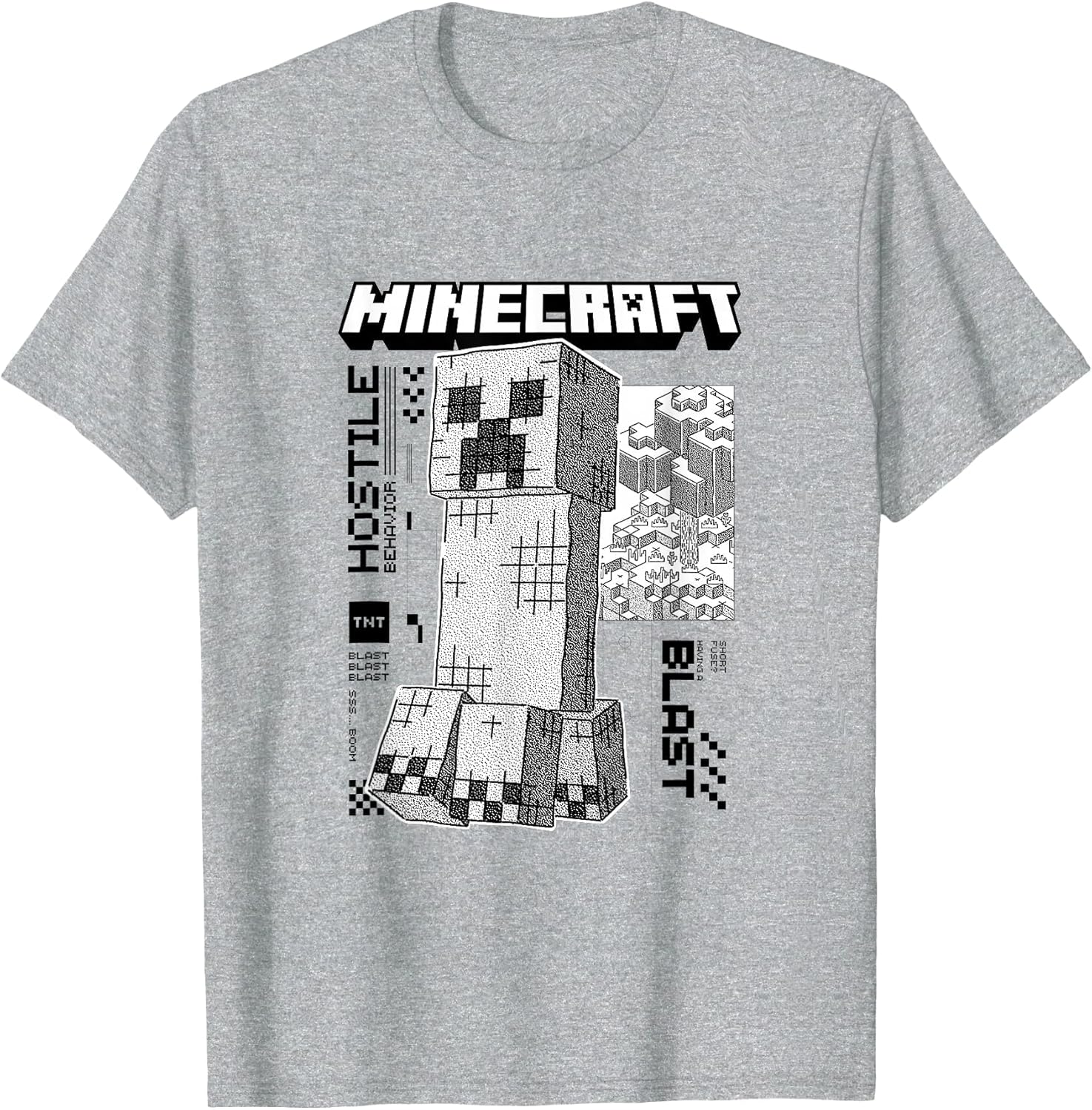 Minecraft Creeper Monochrome with Block Forest