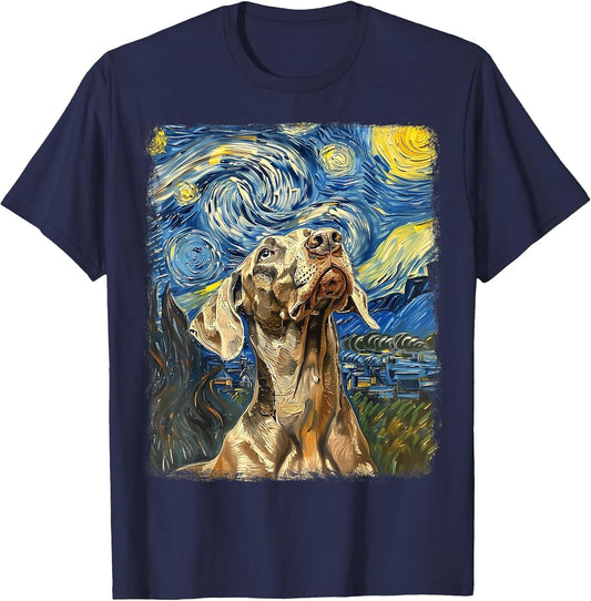 Weimaraner Dog Starry Night Painting