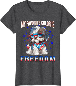 Shih_Tzu Dog American Flag Patriotic 4th of July
