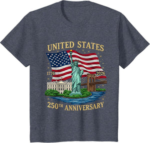 250 Years 1776-2026 250th Birthday Patriotic American Flag