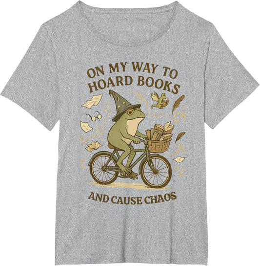 On My Way to Hoard Books and Cause Chaos Funny Frog