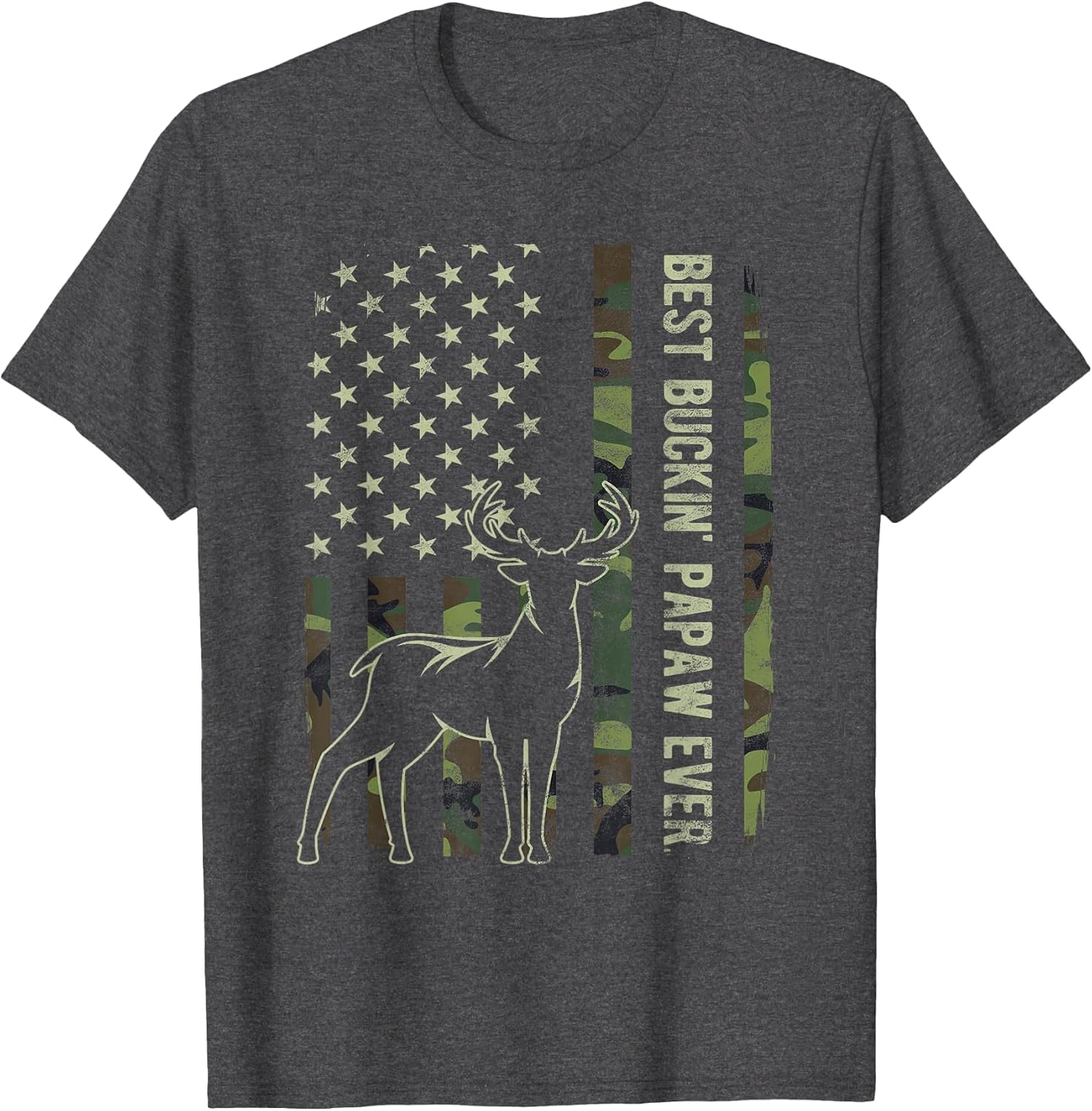 Best Buckin' Papaw Camo American Flag Deer Hunting Gift