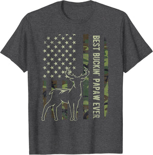Best Buckin' Papaw Camo American Flag Deer Hunting Gift