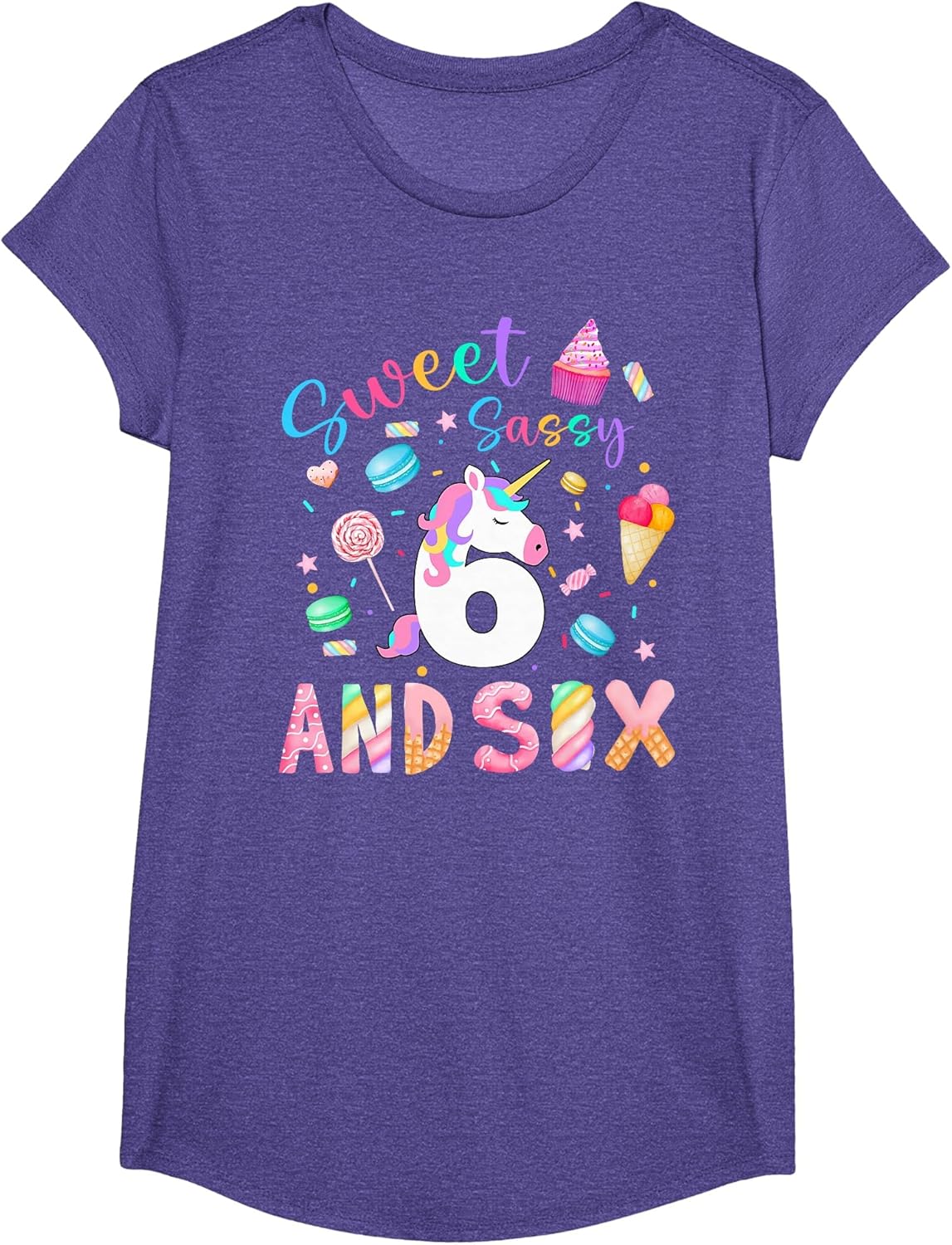 Kids 6th Birthday Girl Sweet Sassy & 6 Magical Unicorn Bday