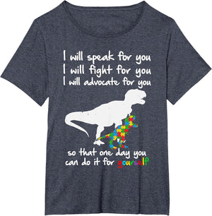 Autism Awareness Dinosaur Mom Teacher I Will Speak for You