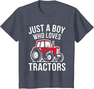 Kids Just A Boy Who Loves Tractors Shirt Kids Toddler Boy Tractor