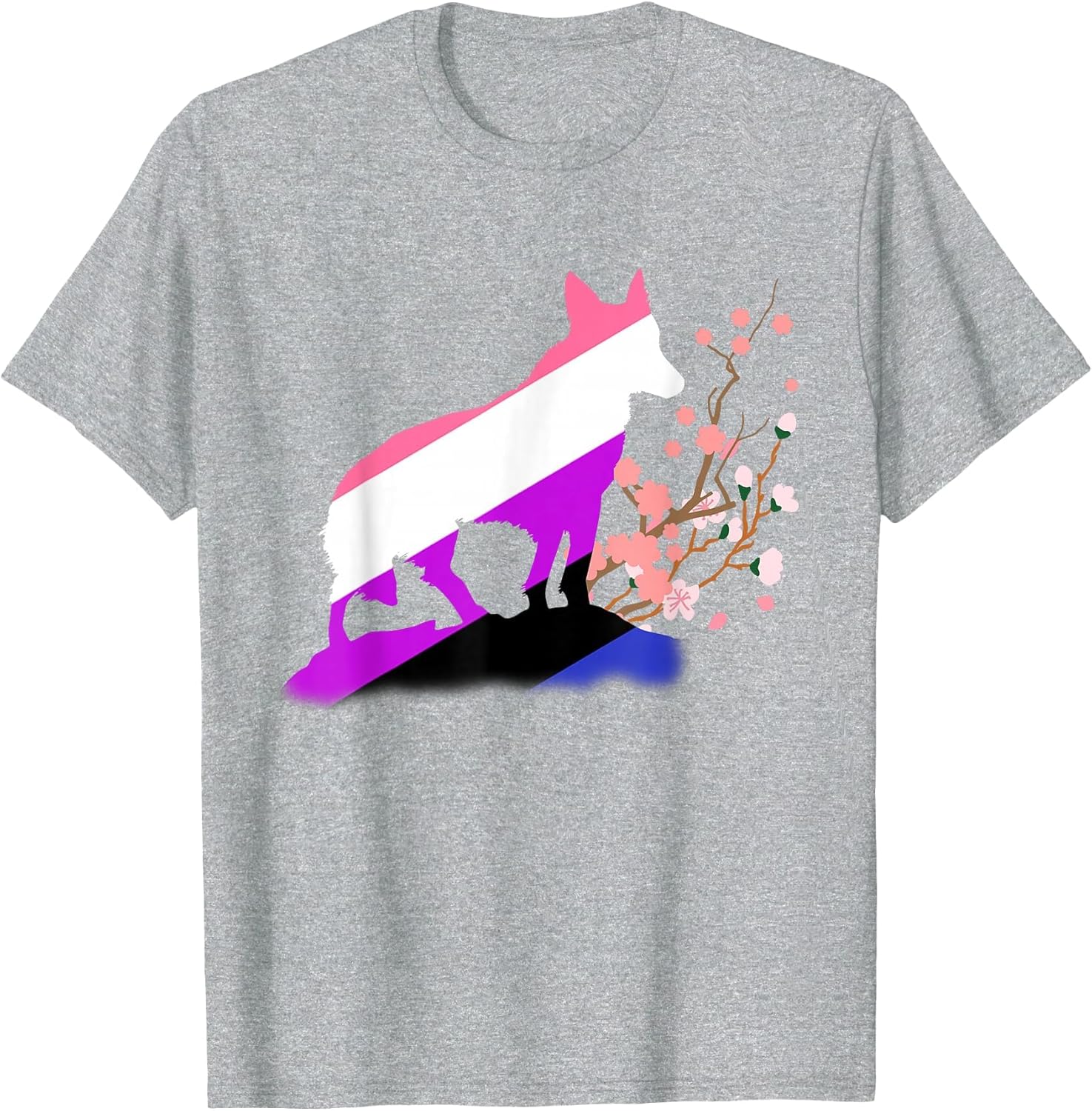 Genderfluid Flag Fox Blossom Flower Sakura Cute Gender-Fluid