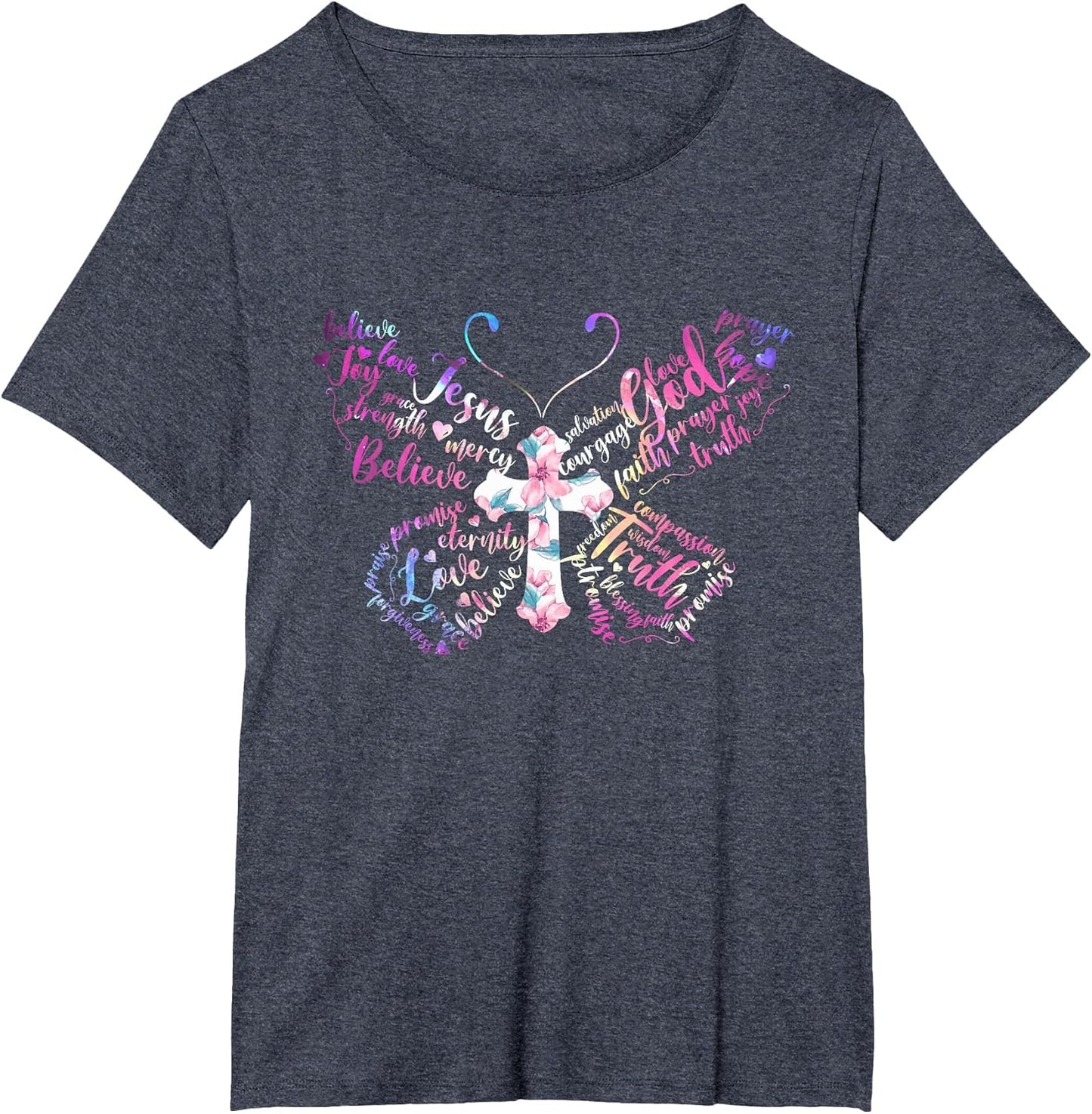 Butterfly Prayer Jesus Christian Cross Floral Pattern