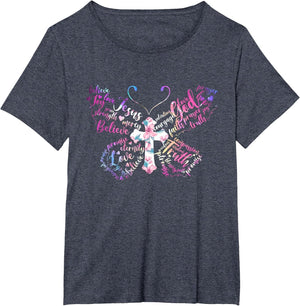 Butterfly Prayer Jesus Christian Cross Floral Pattern