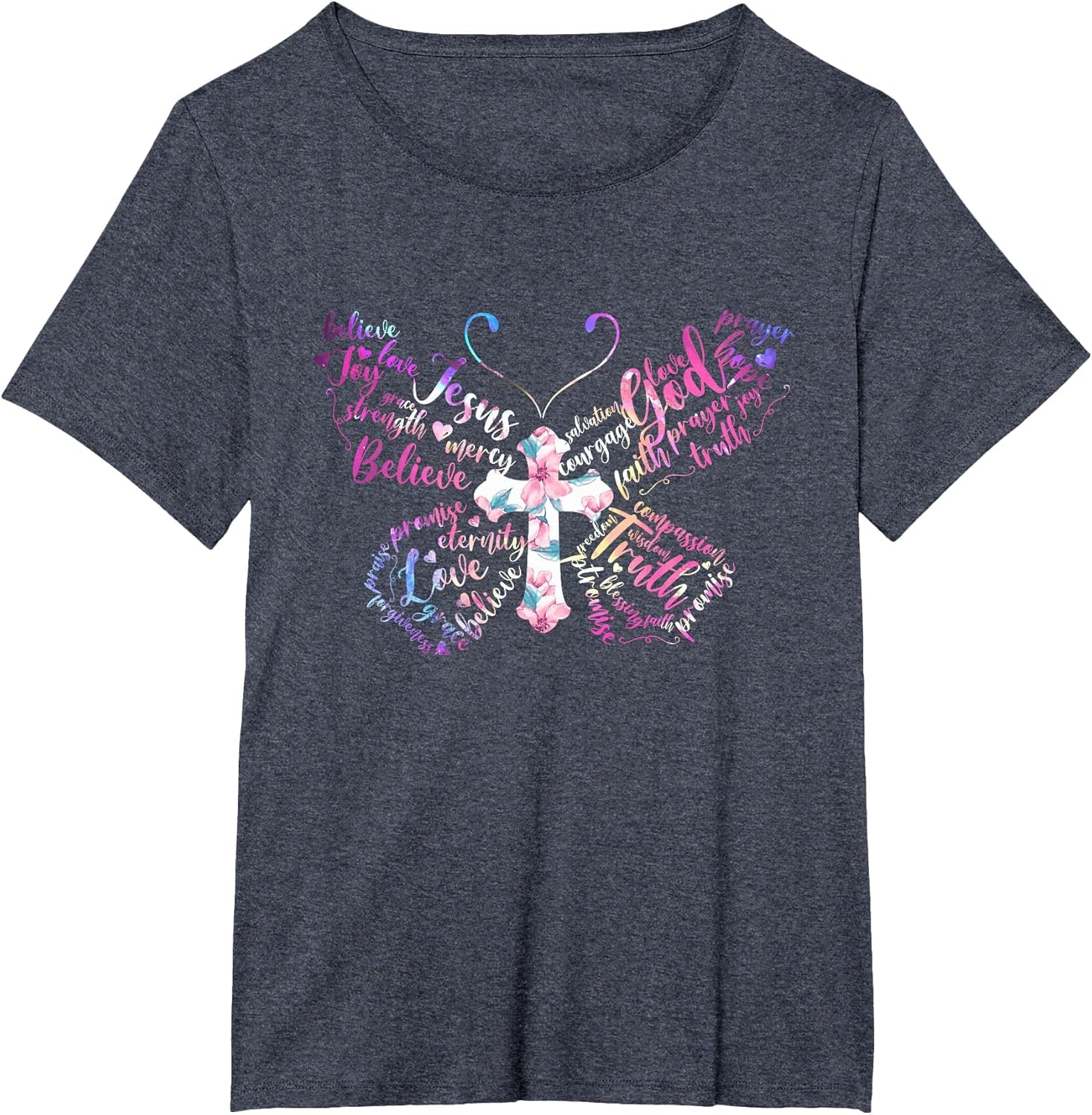 Butterfly Prayer Jesus Christian Cross Floral Pattern