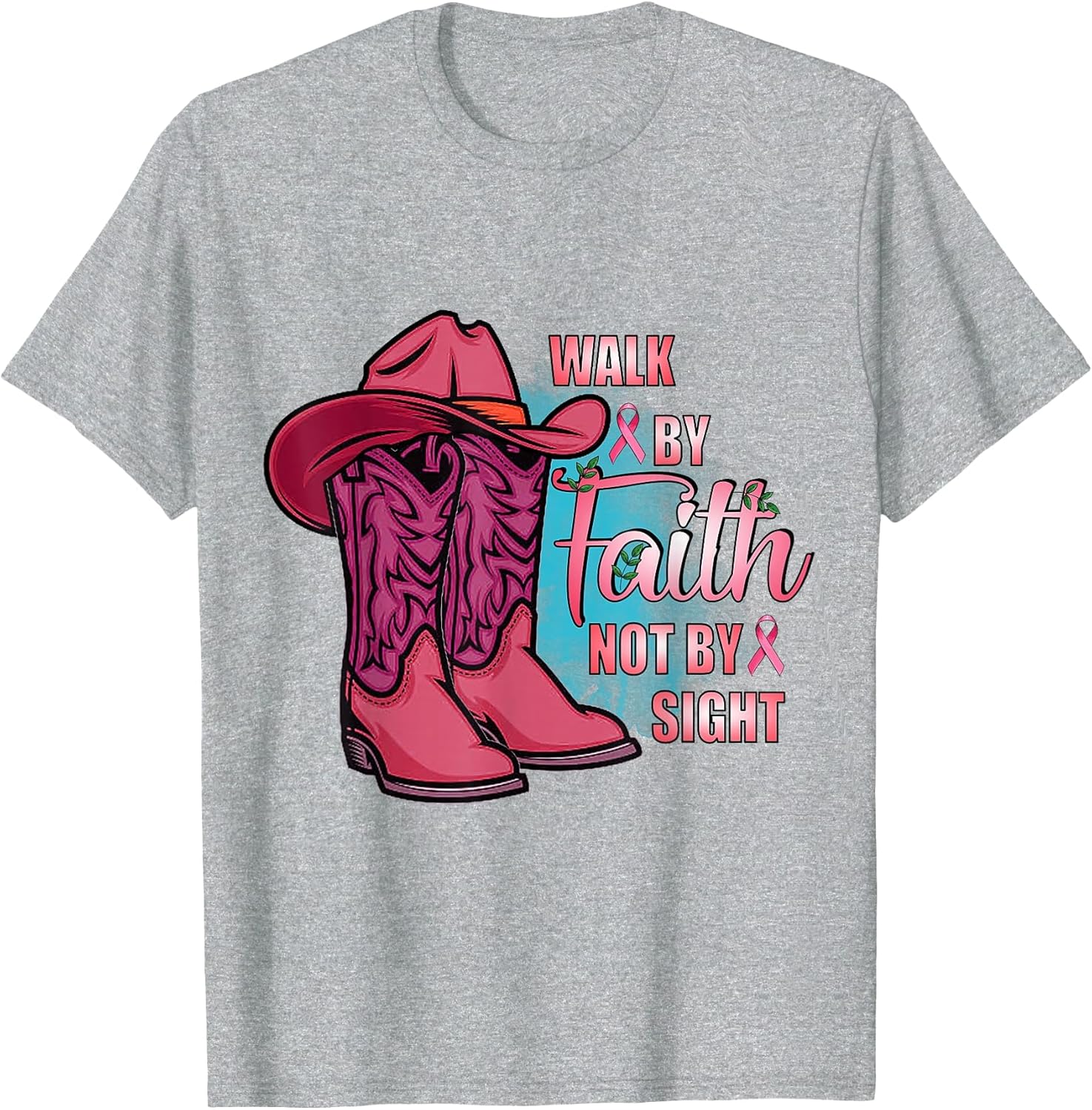 Walk by Faith Not by Sight Awareness Breast Cancer Boot Pink