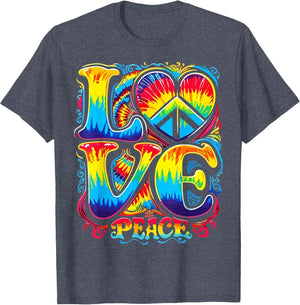 Hippie Peace Sign Tie Dye Heart Groovy