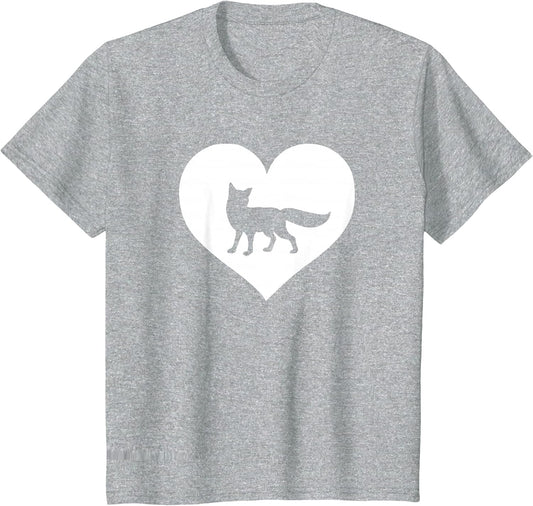 A Cute Purple or Pink Fox , Youth, Heather Grey, Large
