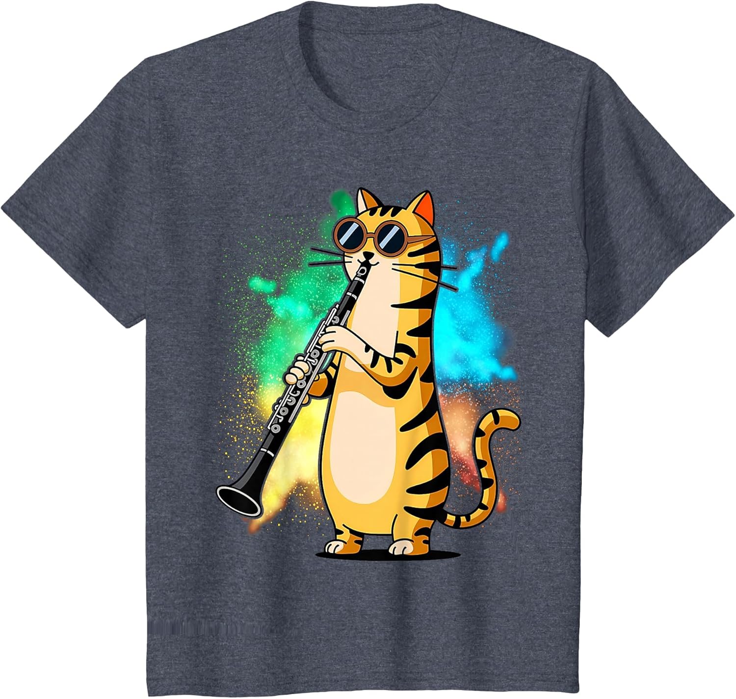 Cool Cat Playing The Clarinet Design Hippy Hipster Kitty