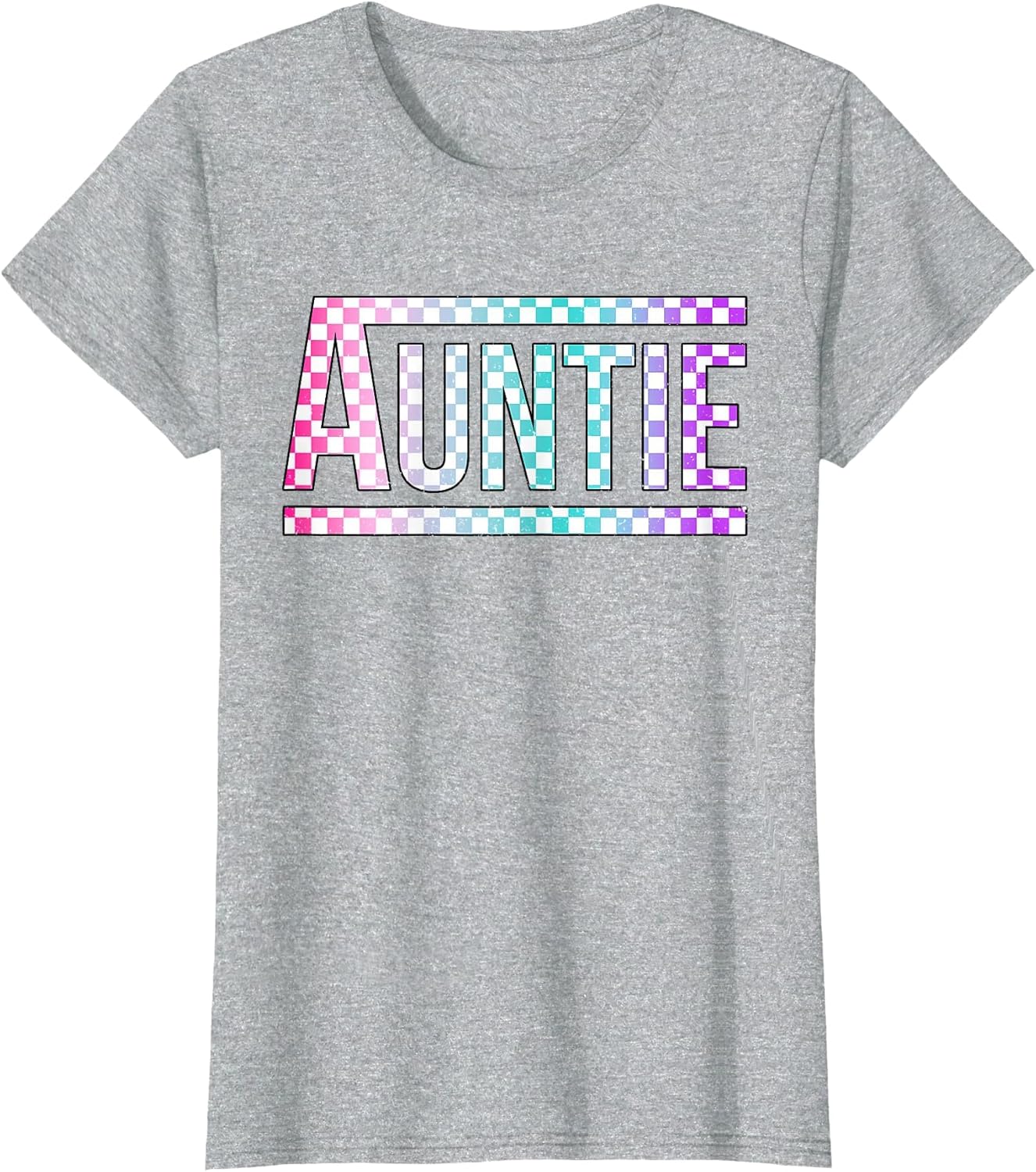 Auntie Checkered Tie Dye Family Mother's Day Pit Crew Women
