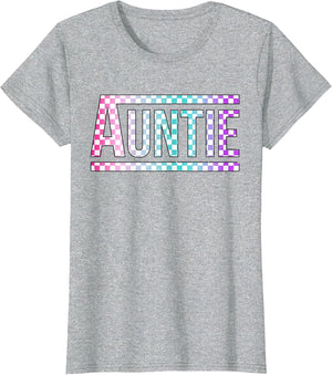 Auntie Checkered Tie Dye Family Mother's Day Pit Crew Women