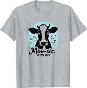 Cow Shirt Moo-sic to My Ears Music Lover Farm Animal
