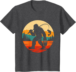Bigfoot Fishing Funny Retro Sasquatch Fisherman Fish Lovers