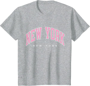 New York New York NY Varsity Style Pink Text