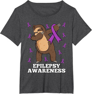 Dabbing Sloth Epilepsy Awareness Ribbon Dancing