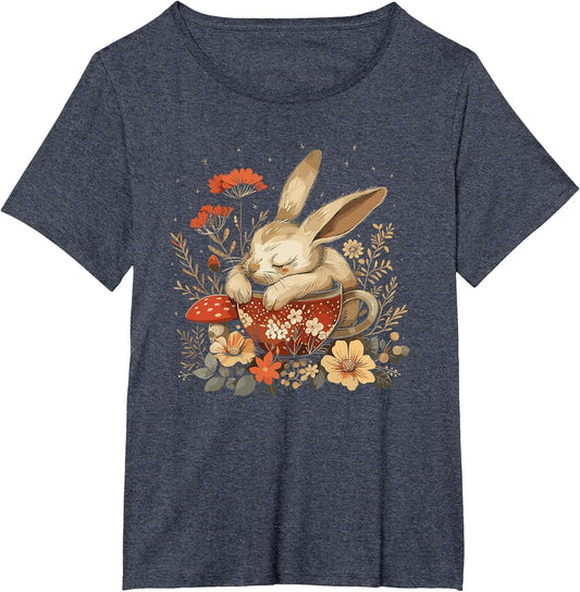 Rabbit Floral Bunny Cottagecore Aesthetic Tea Cup