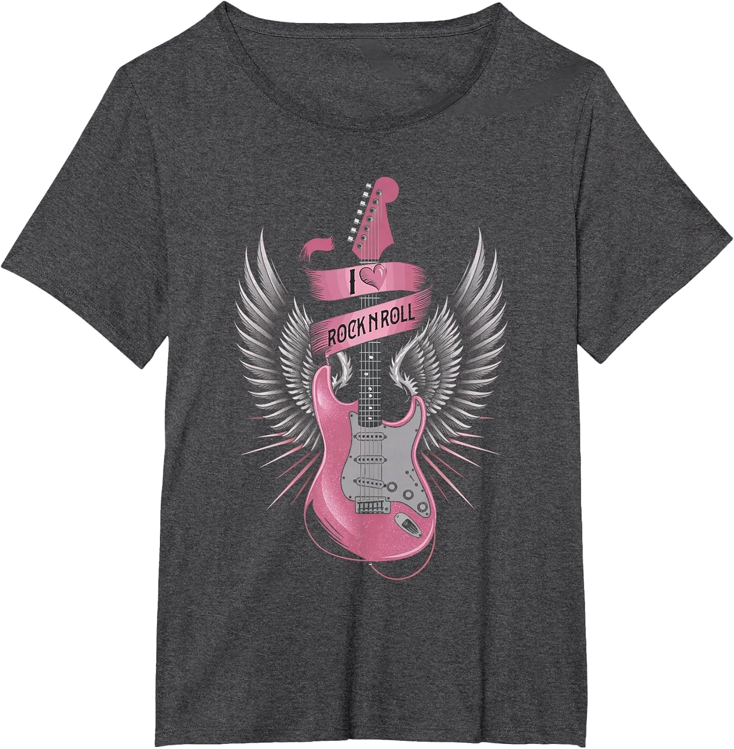 I Love Rock and Roll Pink Guitar Angel Wings Vintage