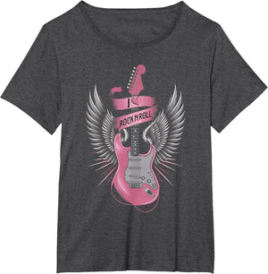 I Love Rock and Roll Pink Guitar Angel Wings Vintage