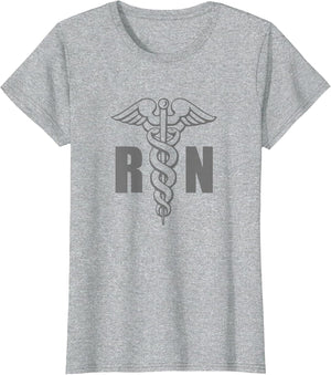 RN Nurse Medical Symbol Caduceus Nursing Grey Design