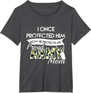 I Once Protected Him Now He Protects Me Proud Army Mom Shirt