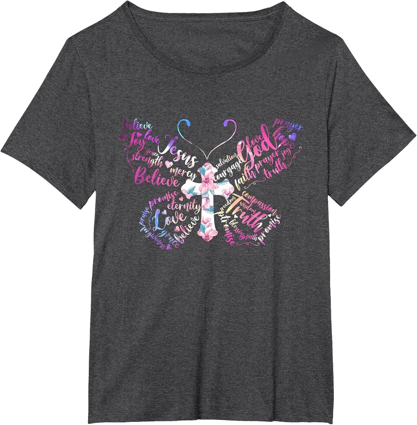 Butterfly Prayer Jesus Christian Cross Floral Pattern