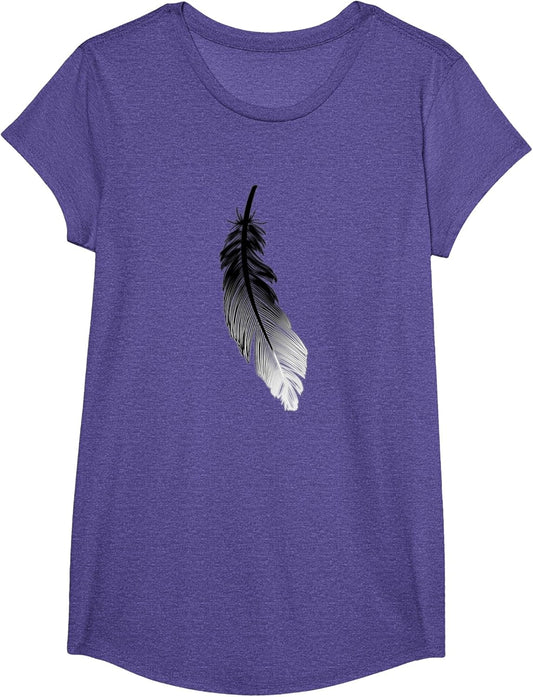 Shirt with Black Feather Print