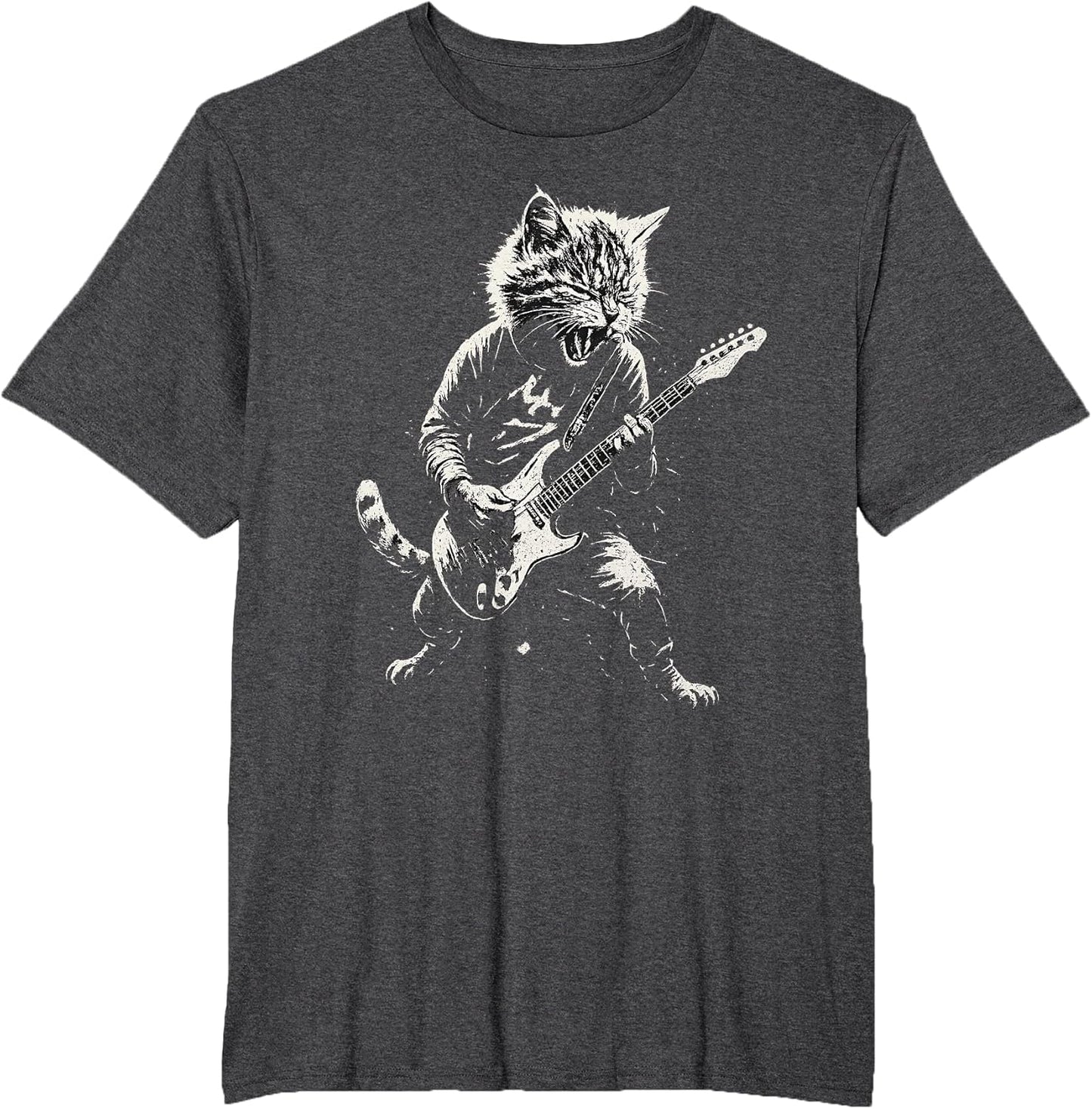 Cat Playing Guitar Rock Music Band Cool Graphic Vintage