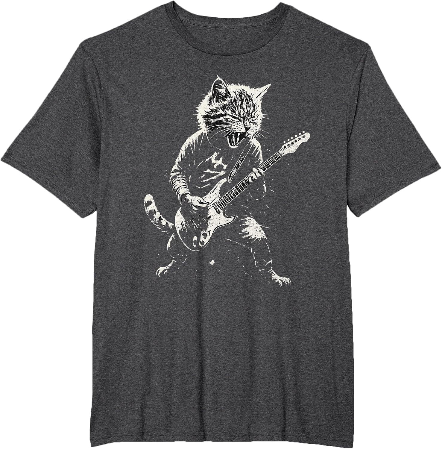 Cat Playing Guitar Rock Music Band Cool Graphic Vintage