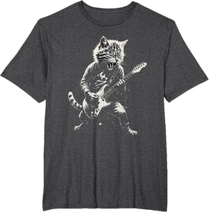 Cat Playing Guitar Rock Music Band Cool Graphic Vintage