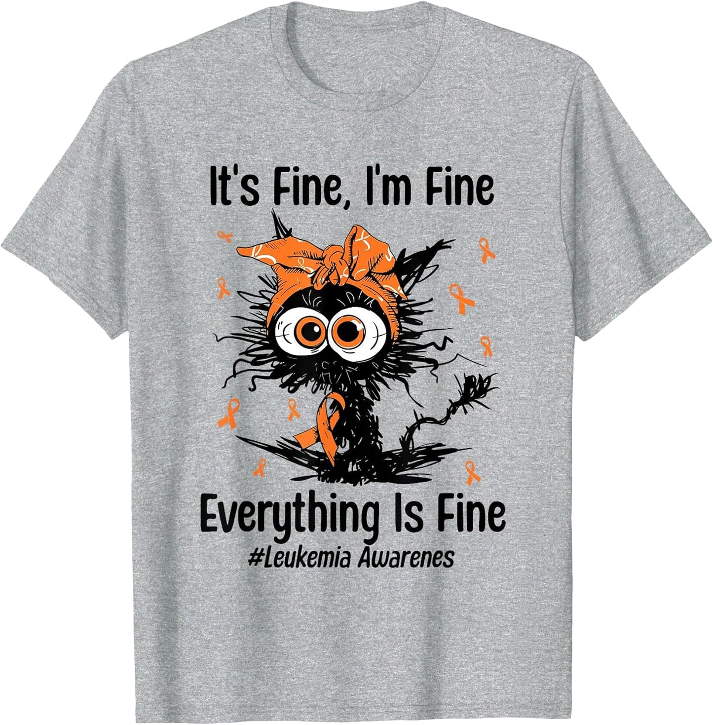 Motivational Leukemia Awareness Cat Ribbon Orange Support