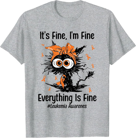 Motivational Leukemia Awareness Cat Ribbon Orange Support
