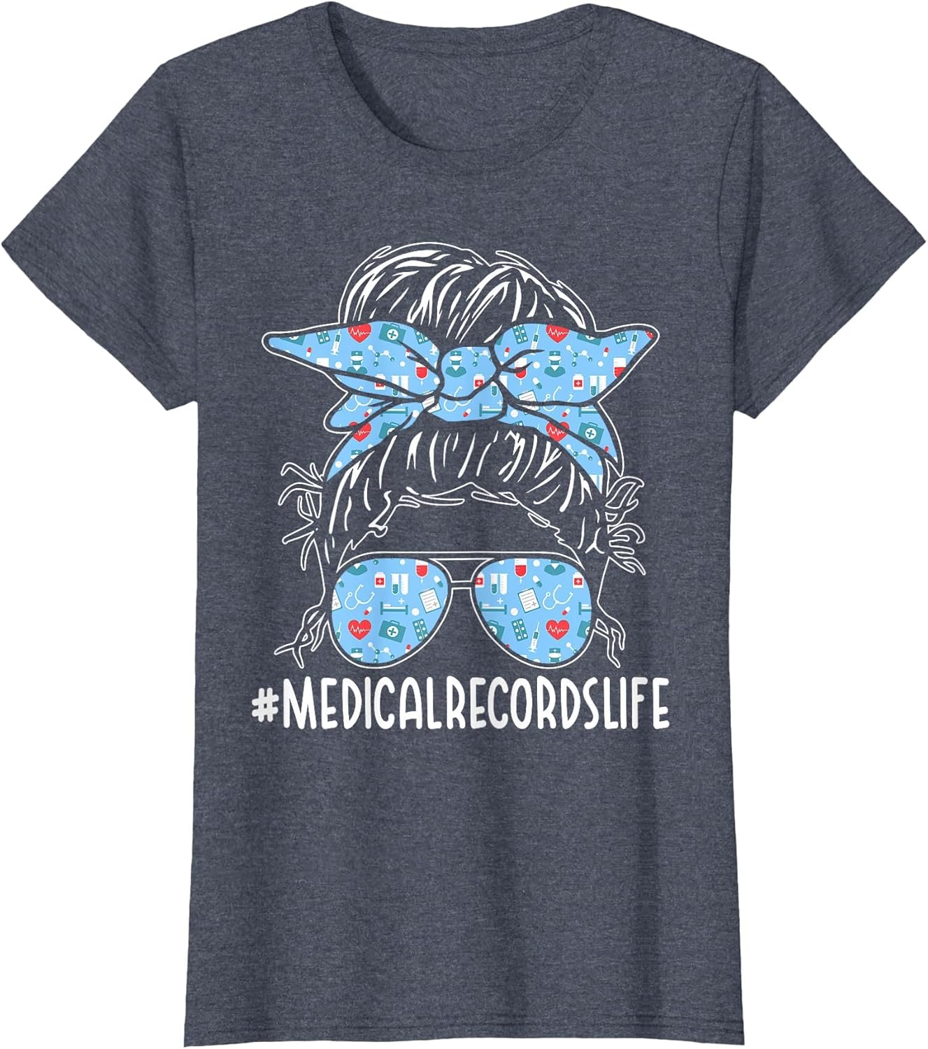 Medical Records Week Appreciation Women Messy Bun for Work