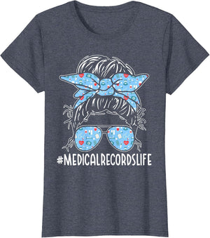 Medical Records Week Appreciation Women Messy Bun for Work